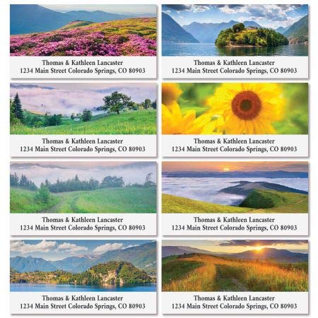Daybreak Deluxe Return Address Labels - Set of 144 1-1/8" x 2-1/4" (8 Designs) Self-Adhesive, Flat-Sheet Labels, By Colorful Images - style: Daybreak