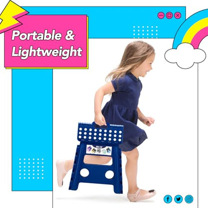 Delxo Folding Step Stool 13 Inch,300 Lbs Step Stool for Adults Blue - color: Blue, size: 13 Inch