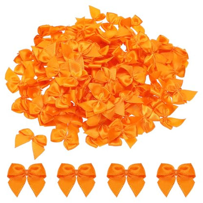MECCANIXITY Mini Ribbon Bow 1" Mini Fabric Flower Bows Dark Orange 150Pcs - color: Dark Orange