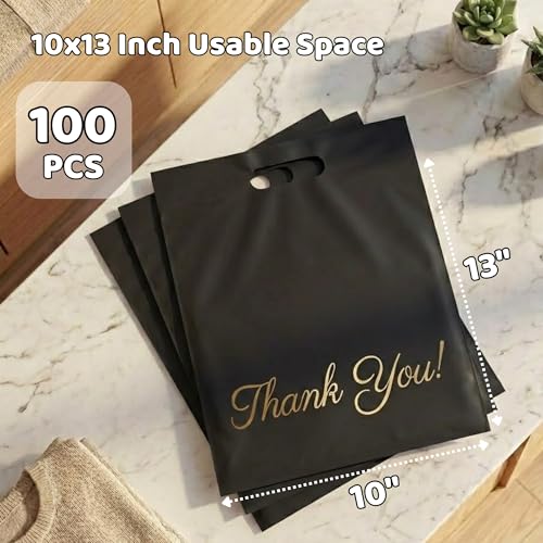 Donyson Black Poly Mailers with Handle, 10x13, 100 Pack, Shipping Bags - color: Black, size: 10x13 (100 Pack)
