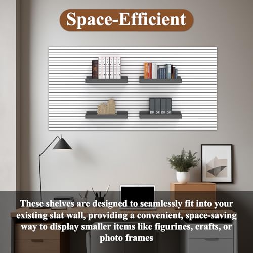 16 x 8 Inch Metal Slatwall Shelves, 2‑Pack, Slatwall Accessories - color: Black