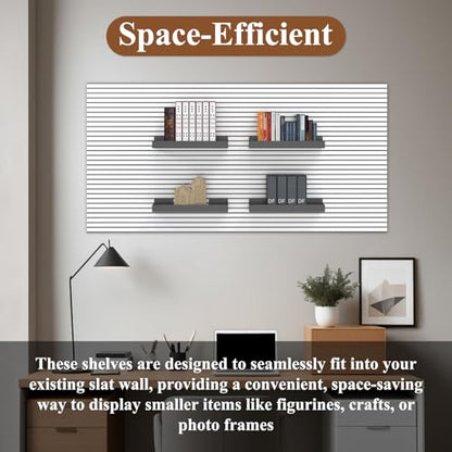 16 x 8 Inch Metal Slatwall Shelves, 2‑Pack, Slatwall Accessories - color: Black