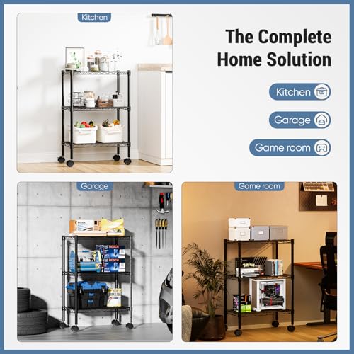 DUMOS 3-Tier Metal Storage Shelves, Shelving Unit, Storage Rack, 23.2" W - size: 3 Tiers-30"H
