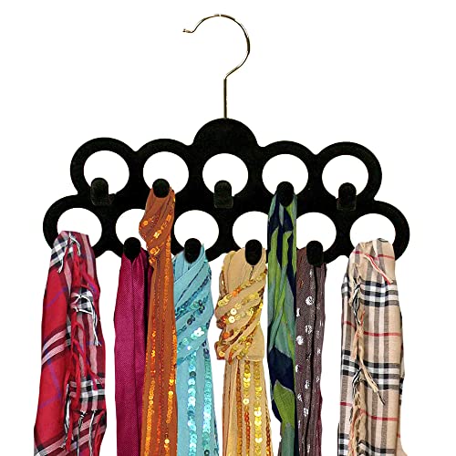 Velvet Scarf Storage Organizer for Closet (Pack of 3), Black | by Home Basics | Scarf Holder for Scarves and Ties | Slim Scarf Hangar Useful for Belts and Jewelry - size: 12 inches x 8.5 inches