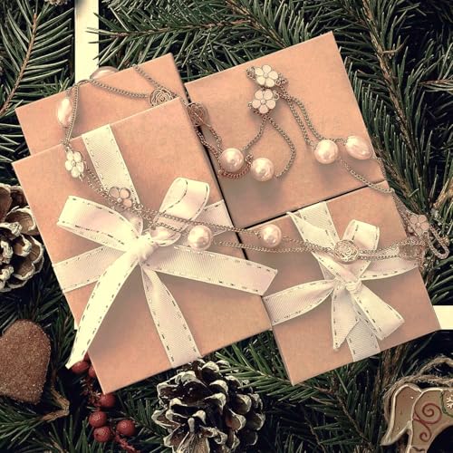 12 Pack Cotton Filled Kraft Brown Paper Cardboard Pendants, Earrings, Charms, Pocket watch Jewelry Gift and Retail Boxes 3 X 2 X 1 Inch #32 Size by R J Displays