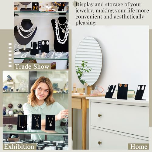 RattanView 12 Pcs Velvet Earring Display Stand Necklace Holder Black - color: Black