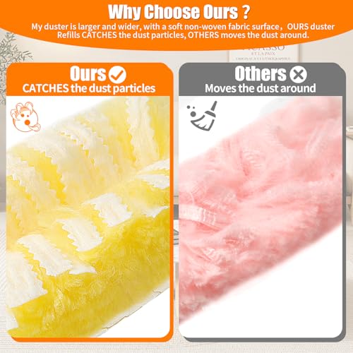 50 Count 360° Heavy Duty Duster Refills Compatible with Swiffer, Larger Size-Extra Thick Electrostatic Disposable dusters Refill for Electronics, Furniture, Blinds, Ceiling Fans, Unscented