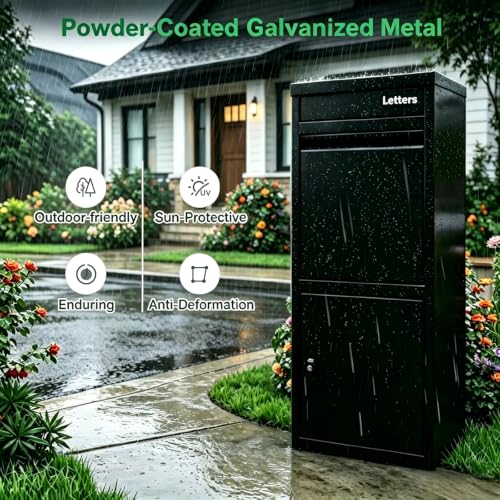 COSTWAY Large Outdoor Package Delivery Box with Anti-Theft Design - size: 16" x 15" x 40"
