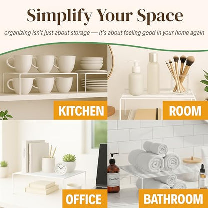 Evelots Wire Shelf Organizer Set, Metal Cabinet Shelf Risers, 4-Pack, White - color: White - Regular, size: Set of 4