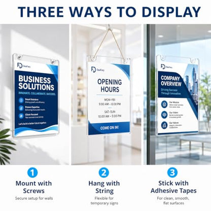 Daofary Acrylic Wall Sign Holder 8.5 x 11, 18 Pack Wall Mount,3-Way Install
