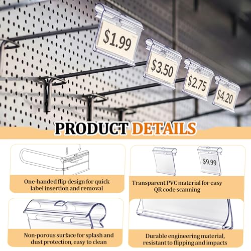 Mifoci 50 Pcs Shelf Hook Label Holders for Retail, 2 x 1.25 Inch - size: 2 x 1.25 Inch