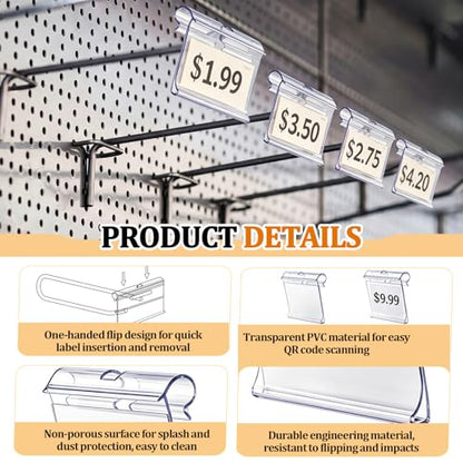 Mifoci 50 Pcs Shelf Hook Label Holders for Retail, 2 x 1.25 Inch - size: 2 x 1.25 Inch
