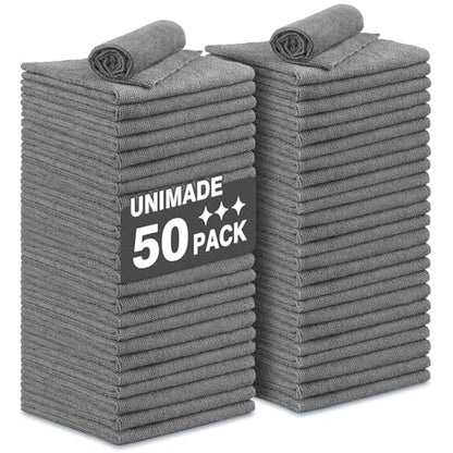 UNIMADE Microfiber Cleaning Cloth, 50 Pack Microfiber Towels - color: Grey, size: 50 Pack