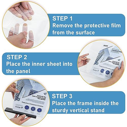 Seencool 8.5x11 Acrylic Sign Holder Vertical Double-sided Tabletop Sign Holder with Black Base, Plastic Picture Frame Paper Holder, Clear Menu Display Stand for Office Restaurant Store Home 4 pack