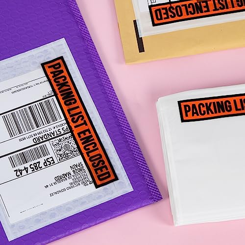 1000 PCS 7.5"x 5.5" Clear Self-Adhesive Packing List Envelopes - Plastic Shipping/Mailing Pouch Enclosed Bags for Packing Slips Invoice - style: 1000 -Printing