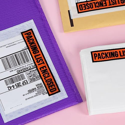 1000 PCS 7.5"x 5.5" Clear Self-Adhesive Packing List Envelopes - Plastic Shipping/Mailing Pouch Enclosed Bags for Packing Slips Invoice - style: 1000 -Printing