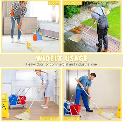 VOUBIEN Commercial Mop Handle Heavy Duty,60" Industrial Mop Stick,Wet Mops Head Replacement Holder for Professional/Industrial Floor Cleaning, Yellow (Yellow, 2 Pack) - size: 2 Pack