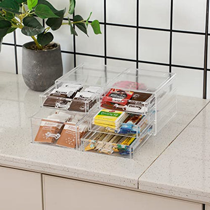 Cq acrylic Clear Stackable Storage Drawers,5 Drawers Acrylic organizers For Vanity Counter,Large Plastic Clear Drawer Organizers For Bathroom Medicine,Craft,Beauty Supplies,Pack of 1 - size: 4 Small Drawers, 1 Medium Drawer