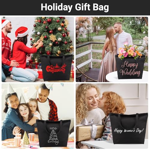 Segarty Canvas Tote Bag Bulk, 6 Pack 20x15.7 Canvas Bags for Women, Reusable Totes Aesthetic with Blank Natural Cotton Cloth for DIY, Grocery Shopping, Beach, Travel，Gift - size: 19.7"x15.7"x7.9", style: Black_6pcs