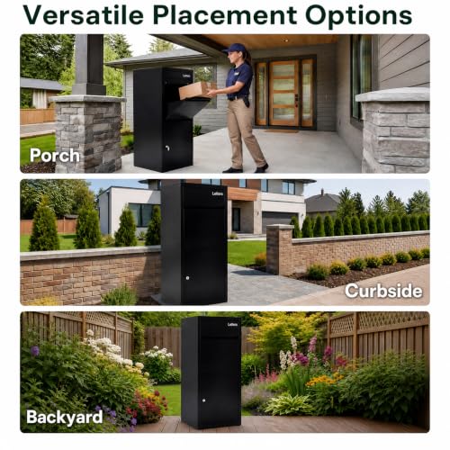 COSTWAY Large Outdoor Package Delivery Box with Anti-Theft Design - size: 16" x 15" x 40"