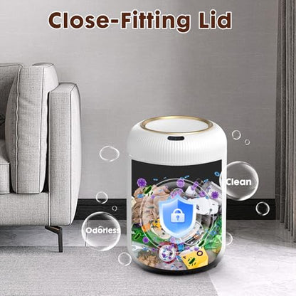Procade Motion Sensor Trash Can with Lid,Small Automatic Trashcan Bathroom - color: White