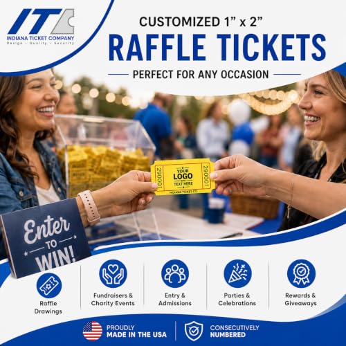 Custom Printed Raffle Tickets, 1x2 Single Roll - size: 1 X 2 (Single)