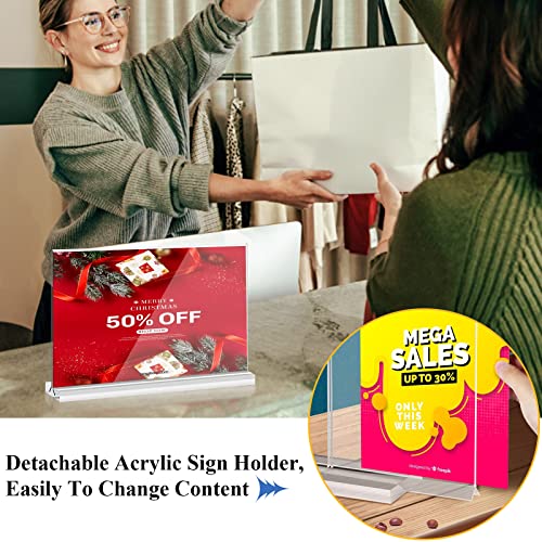 Arrobust Acrylic Sign Holder 8.5x11 Inches 6 Pack Horizontal, T -Shaped Double Sided Clear Paper Frames, PlasticTable Menu Display Holder, Document Flyer Table Stand for Office, Store, Restaurant - size: Vertical 6 Pack 11x8.5''