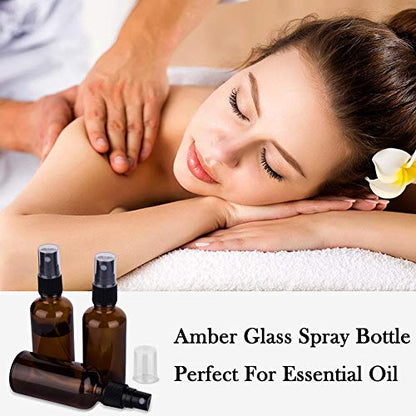 2oz Amber Glass Spray Bottles for Essential Oils, Set of 3 - color: Black Amber