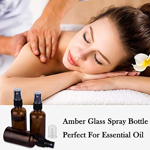 2oz Amber Glass Spray Bottles for Essential Oils, Set of 6 - color: Amber-6 Pack
