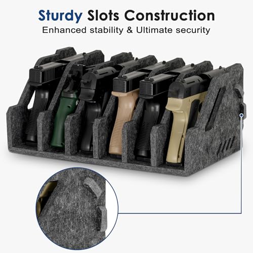 Pistol Rack for Gun Safe, Soft Felt, Handgun Rack, Revolver Firearm Holder - color: 6 Slots