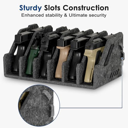 Pistol Rack for Gun Safe, Soft Felt, Handgun Rack, Revolver Firearm Holder - color: 6 Slots