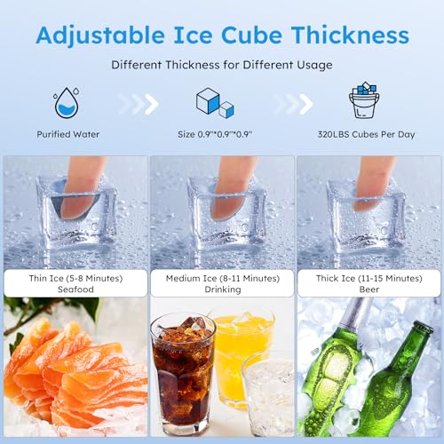 Mojgar Commercial Ice Maker Machine, 450 lbs/24H with 120 lbs Storage Bin - color: Black Blue