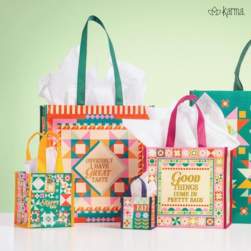 Karma Small Reusable Gift Bags, Tote Bag and Gift Bag with Handles, Perfect for Birthday Gifts and Party Bags RPET 1 Dog - color: Goose