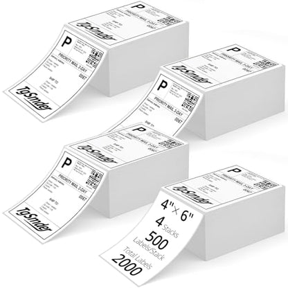 3-Proof 4" x 6" Fanfold Thermal Shipping Label, 4-Stack 2000 Labels - size: 4" x 6" - 4 Stacks ( 2000 labels ）