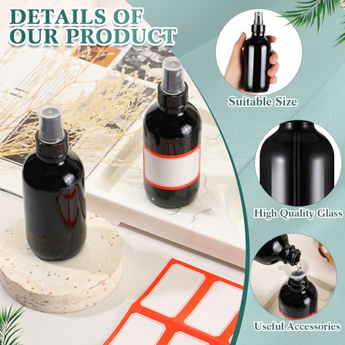 Fumete 2 Pack Glass Spray Bottles 4oz,Black, Black Top,Mist Bottle - color: Black, Black Top, style: Mist Bottle