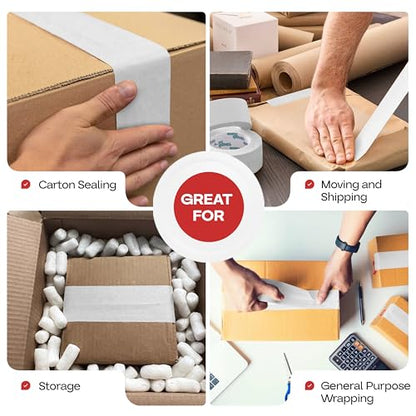 IDL Packaging 3" x 375' Water-Activated Kraft Gummed Tape, 70lb (2-Pack) - color: White, 70 lbs