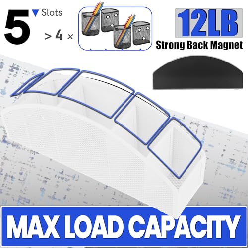 Magnetic Dry Erase Marker Holder for Whiteboard, 5 Slots Whiteboard Organizer with Strong Magnet, 10 Inch Storage Holder for Markers, Erasers, Pens and Classroom Supplies (White) - size: 5 Slots Magnetic Dry Erase Marker Holder(White)