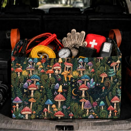 Mushroom Car Trunk Organizer 20L Fold Auto Storage Basket with Handles - color: Mushroom