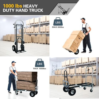 3 in 1 Convertible Hand Truck Dolly Cart with Wheels (Black) - color: Black