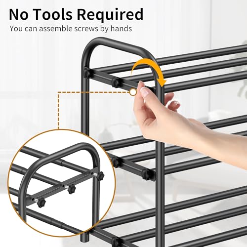 Hleelomi 3-Tier Metal Expandable Shoe Rack for Closet and Entryway Black - color: Black, size: 3-Tier