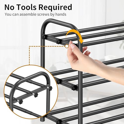 Hleelomi 3-Tier Metal Expandable Shoe Rack for Closet and Entryway Black - color: Black, size: 3-Tier