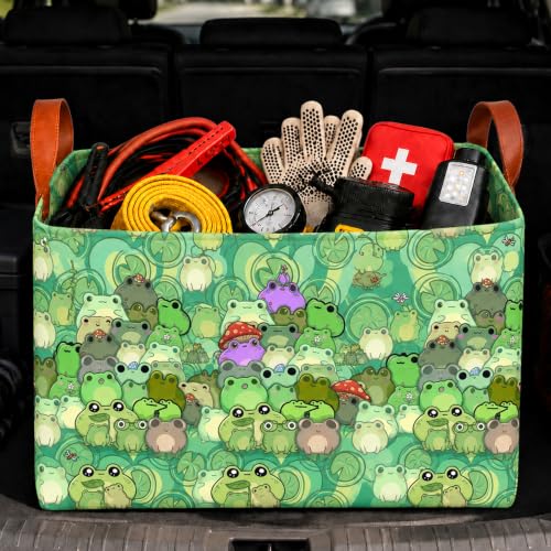 Frog Car Trunk Organizer 20L Collapsible Auto Storage Basket with Handles - color: Frog
