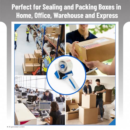 Mr. Pen- Packing Tape Dispenser Gun 2-Inch, Blue, 4 Pack with 4 Rolls Tape - color: Blue, size: 4 Pack