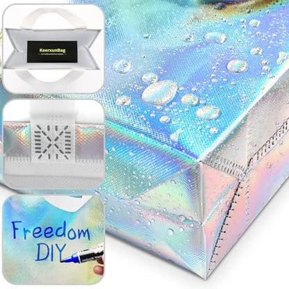 KeerxunBag Gift Bags Set (12-piece) includes inner liner paper - color: holographic