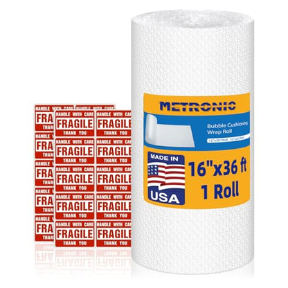 Metronic Bubble Cushioning Wrap 16 Inch x 36 FT 1 Pack
