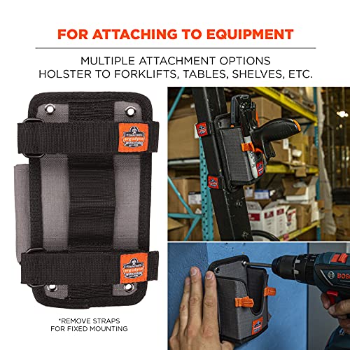 Ergodyne Squids 5543 Barcode Scanner Holder Equipment Mount for Gun Grip Mobile Computers, Handheld Bar Code Scanners, Fastener Straps to Attach to Forklift Gray Large - size: L