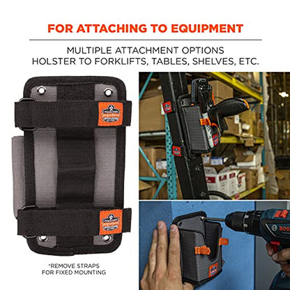 Ergodyne Squids 5543 Barcode Scanner Holder Equipment Mount for Gun Grip Mobile Computers, Handheld Bar Code Scanners, Fastener Straps to Attach to Forklift Gray Small - size: S