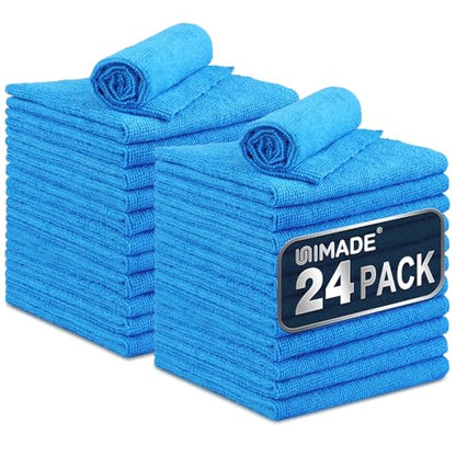 UNIMADE Microfiber Cleaning Cloth, 24 Pack Reusable Microfiber Towels - color: Blue, size: 24pk