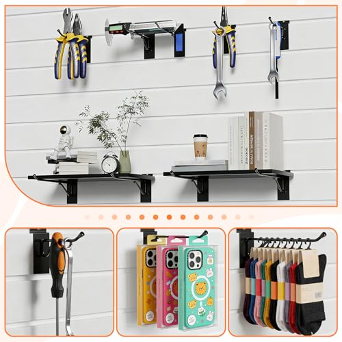 30 Pack 8 Inch Slatwall Hooks, Heavy Duty Slat Wall Hanger, Slat Wall Hanging Hook, Slatwall Accessories Display Hooks for Garage, Sheds, Retail Store, Kitchen, Craft Room(30, 8 Inch) - size: 8 Inch