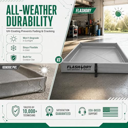 FLASHDRY Portable Spill Containment Berm, Folding Duck Pond, 4'' x 4'' - color: Grey